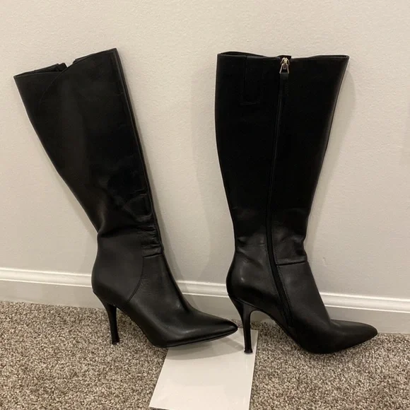 Nine West: Black Knee High Heeled Boots - Picture 4 of 15